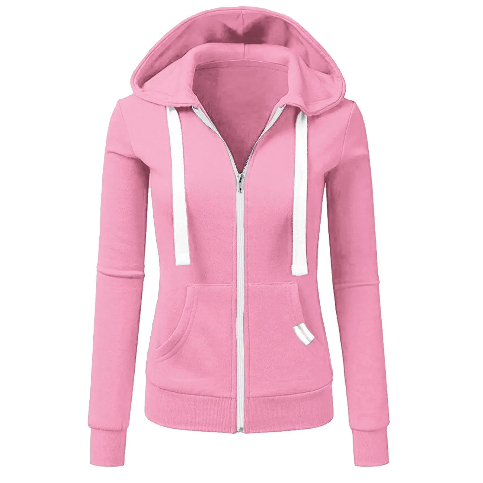 2024 Autumn/Winter New Women's Personalized Fashion Sports Hoodie Long Sleeve Drawstring Pocket Zipper Coat Woolen Sweater Top