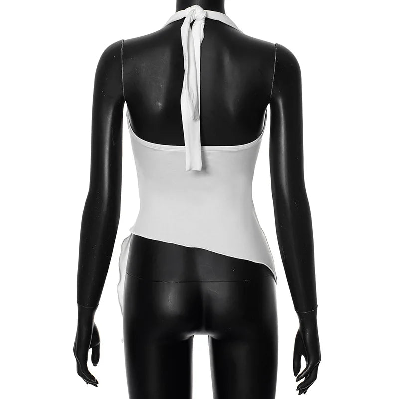 gestring Women Vest 2025 Summer New Solid Sleeveless V Neck Halter Cross Sexy Top Fashionable Slim Fit Short Ladies Tanks Camis