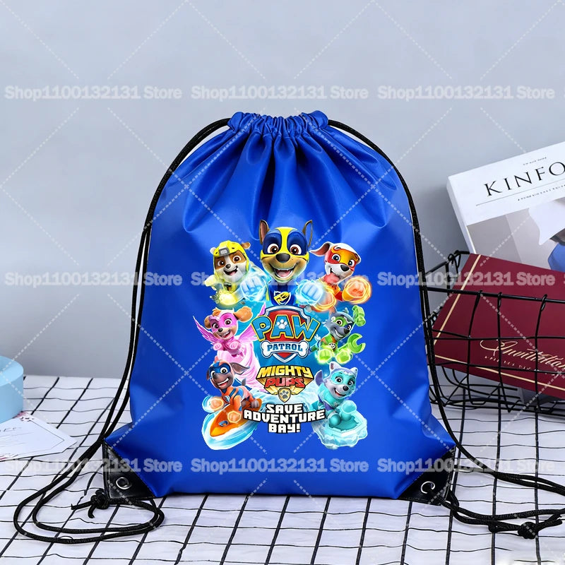 Paw Patrol Drawstring Bags Anime Chase Bundle Pockets Cartoon Portable Polyester Storage Pouches Boys Girls Shoulders Bag Gift