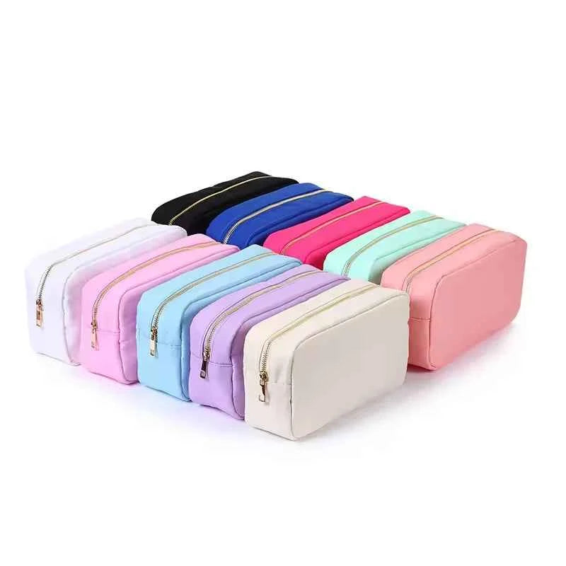 Stock Multi Colors Nylon Pouch Large Cosmetic Bag Zipper Toiletries Organizer Bag For Women Girls Gift Makeup Pouch