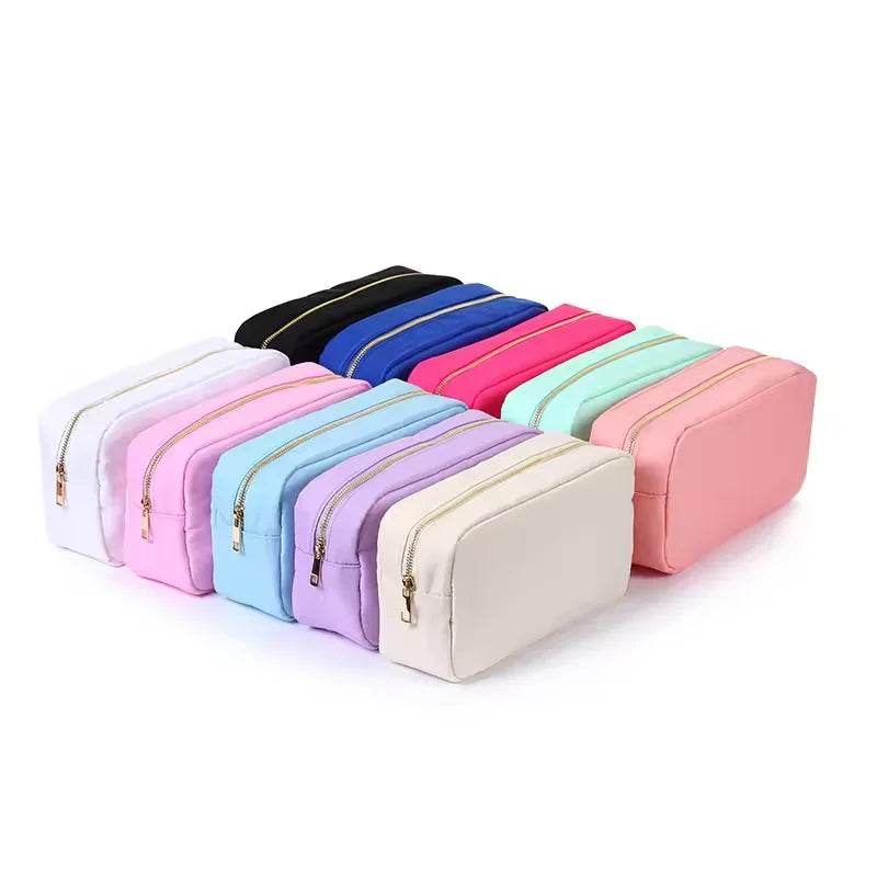 Stock Multi Colors Nylon Pouch Large Cosmetic Bag Zipper Toiletries Organizer Bag For Women Girls Gift Makeup Pouch