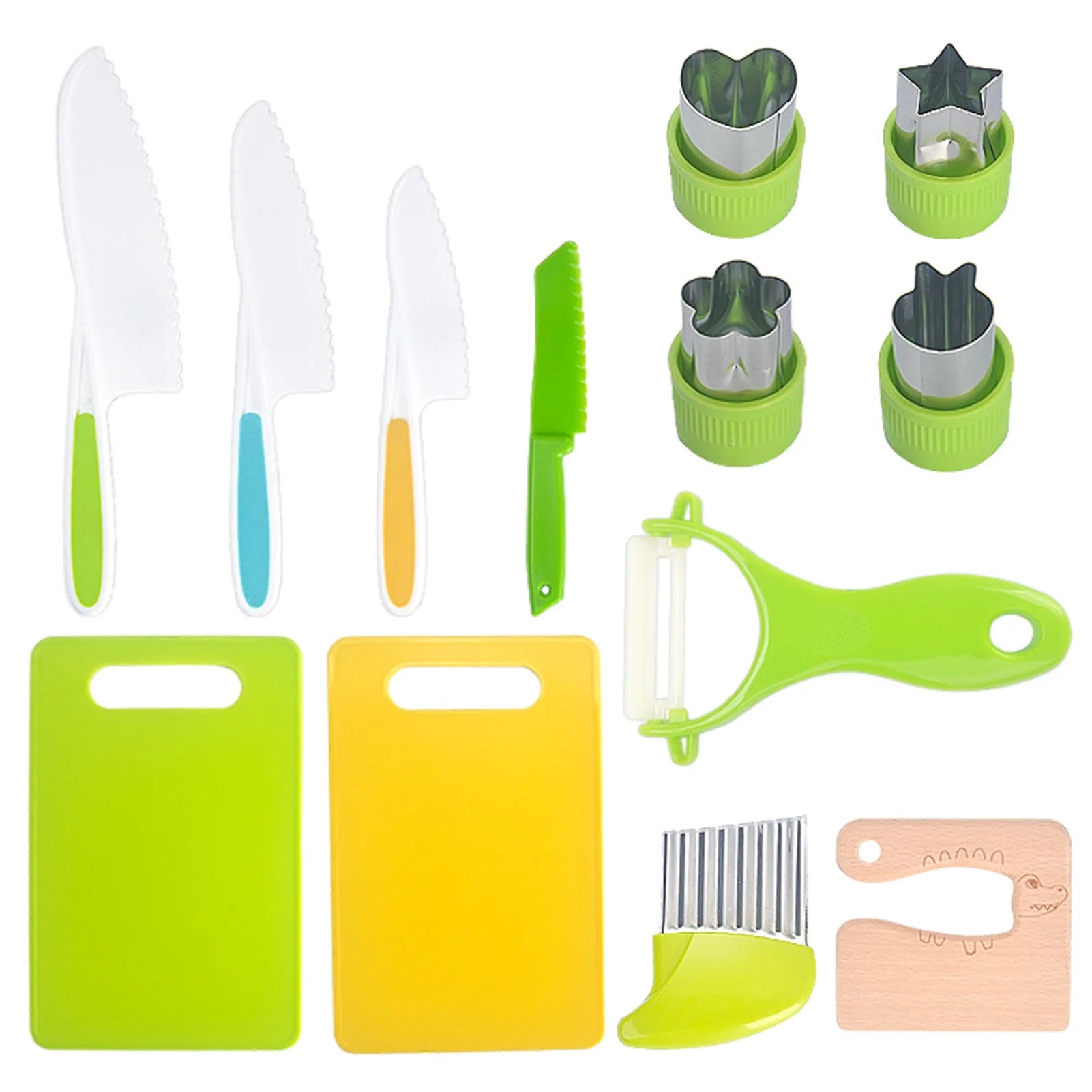 Kids Plastic Kitchen Tools Real-Toddler Safe Cutting Board Knife Set Perfect for Picnics Camping Use
