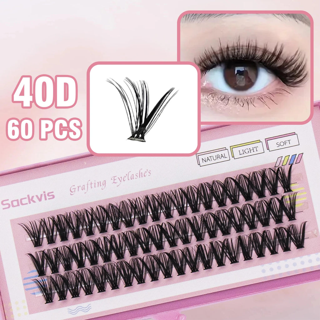 10 Boxes 40D 9-14mm C Curl Wholesale Individual Lashes Makeup False Eyelashes Extension Faux Mink Wispy Eyelash Tool Diy