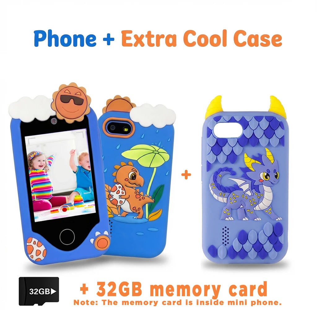 Kids Learning Phone for Girls & Boys 2.8" Touchscreen Dual Camera, Games, Video Player with 32GB SD Card Christmas Birthday Gift