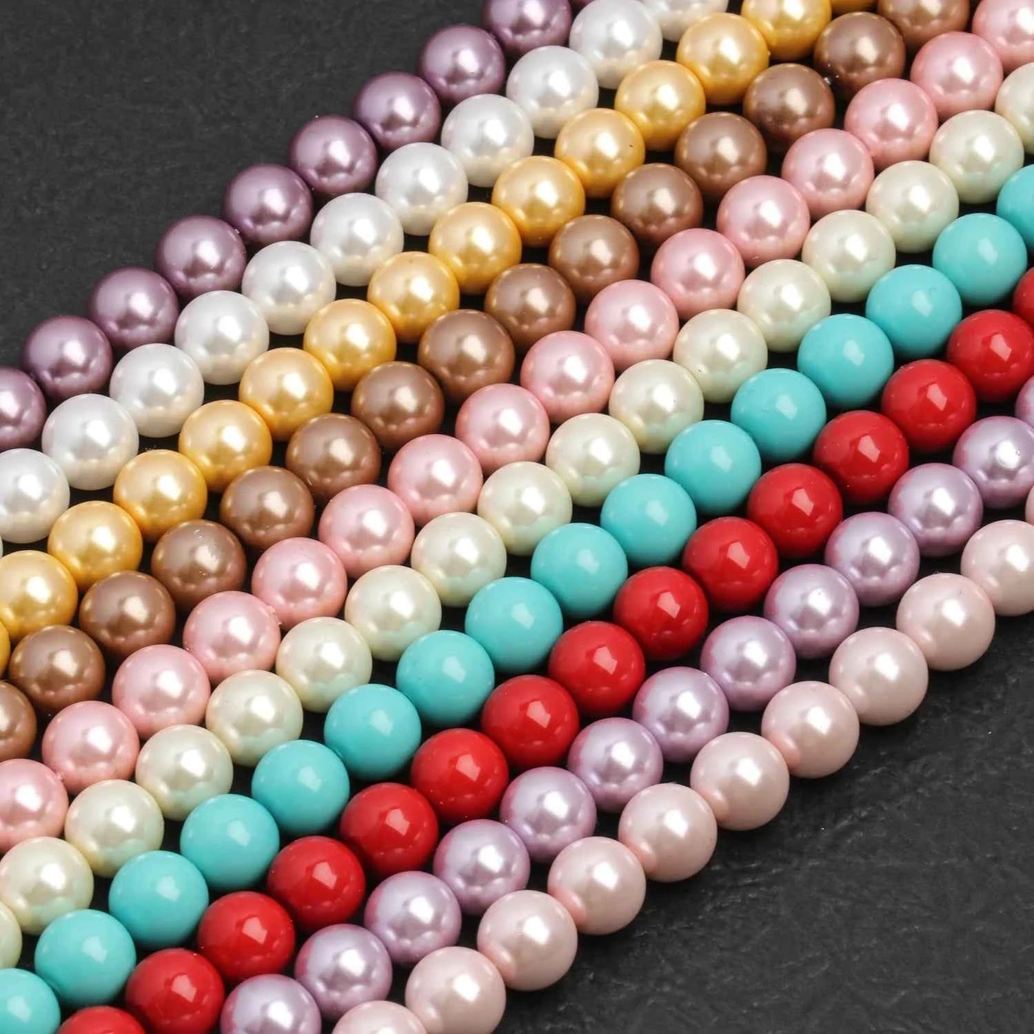 4 6 8 10mm Glass Beads Colorful Imitation Pearl Loose Spacer Round Smooth Beads For Diy Jewelry Making Handmade Bracelet Earring