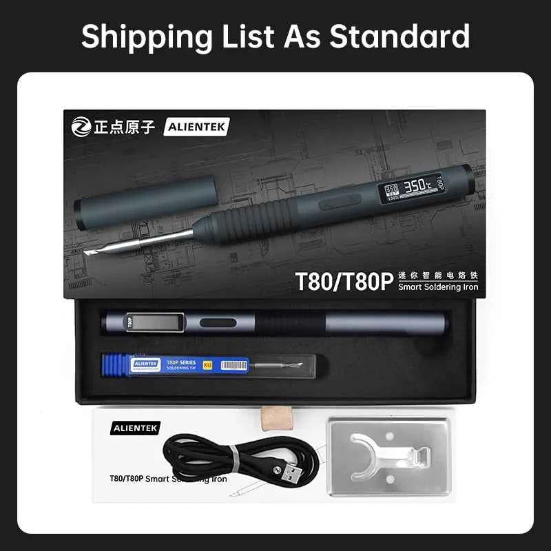 ALIENTEK T80 T80P Soldering iron DC 20V 80-450℃ Adjustable Temperature Precision Repair Station PD 100W Portable Heat Tool