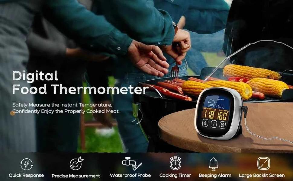 HOMEFISH Digital Meat Kitchen Thermometer Stainless Waterproof Meat Temperature Thermometre Probe Oven Cooking BBQ