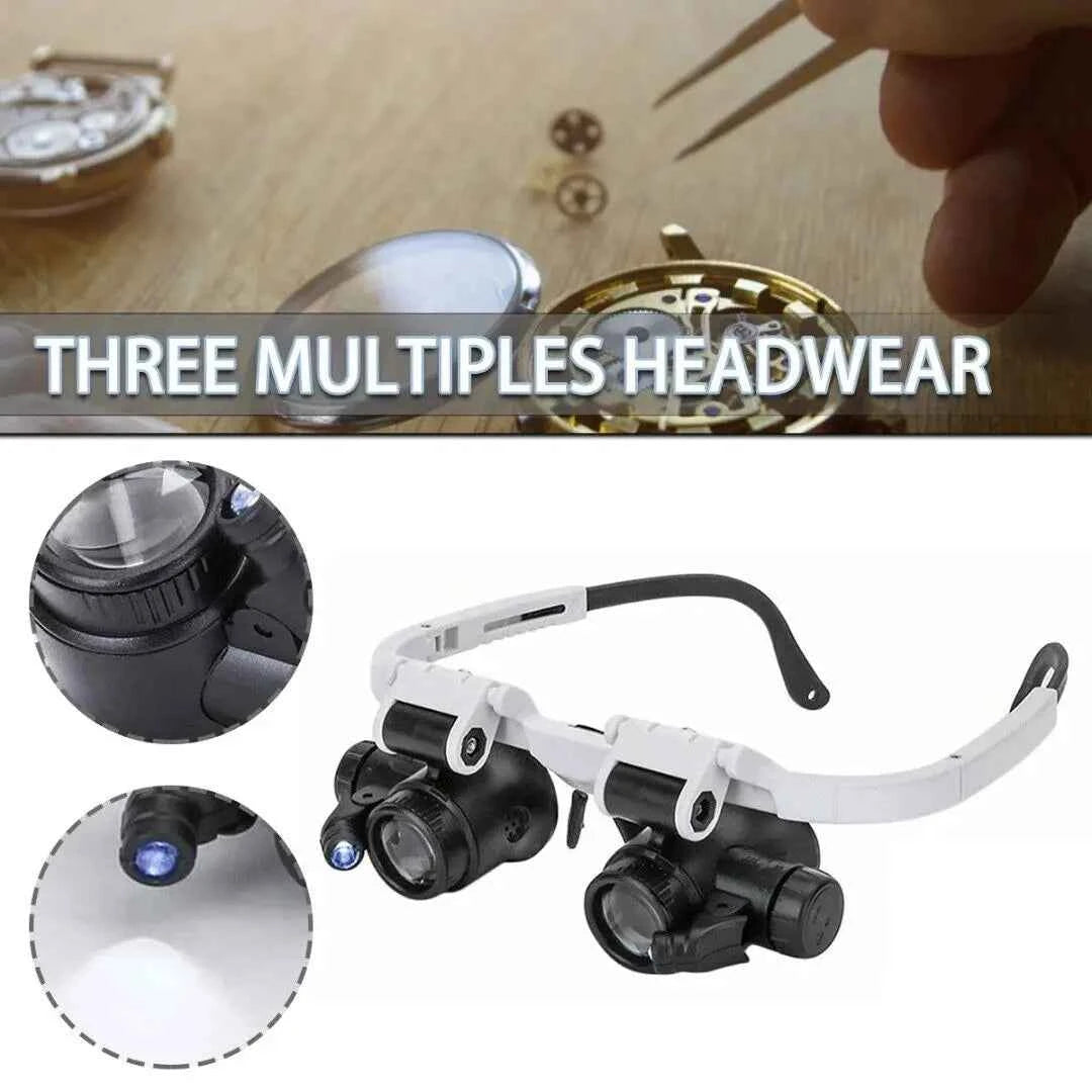 LED Headband Magnifier Glasses – 8X 15X 23X Loupes