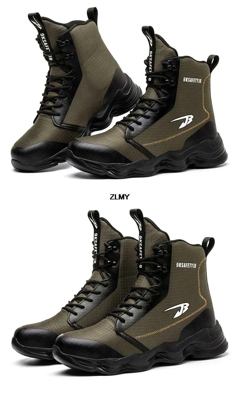 Dropshipping Men Safety Shoes Steel Toe Sneaker Lighweight Work Safety Boots Man High Top Puncture Proof Work Shoes Anti-smash