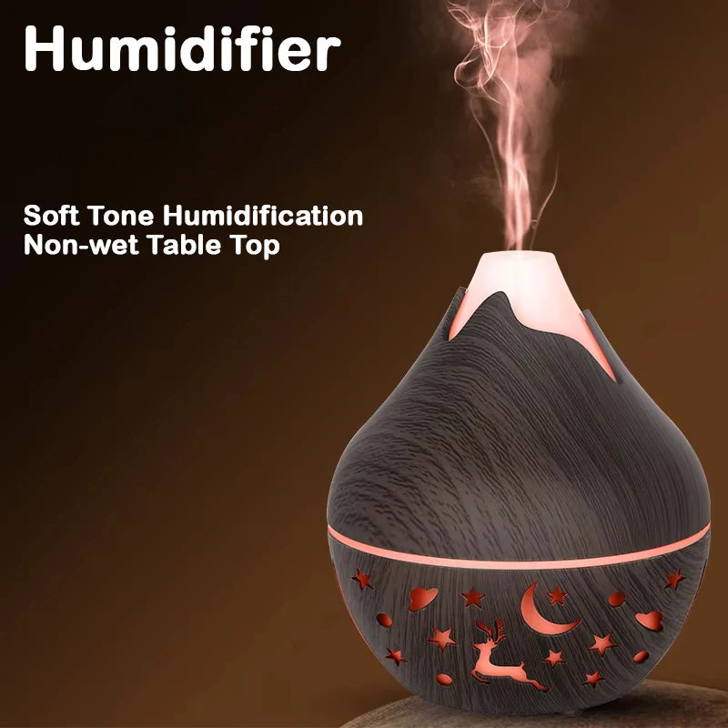 USB Ultrasonic Cool Mist Sprayer Essential Oil Fragrance 200ml Mini Home Wood Grain Air Humidifier Electric Air Aroma Diffuser