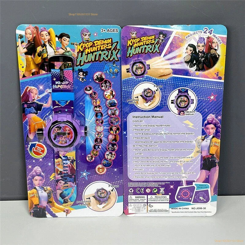 Kids Projection Watch 24 Images Cartoon Digital Electronic Wristwatch Multifunctional Toy Watch for Fans Birthday Party Favors