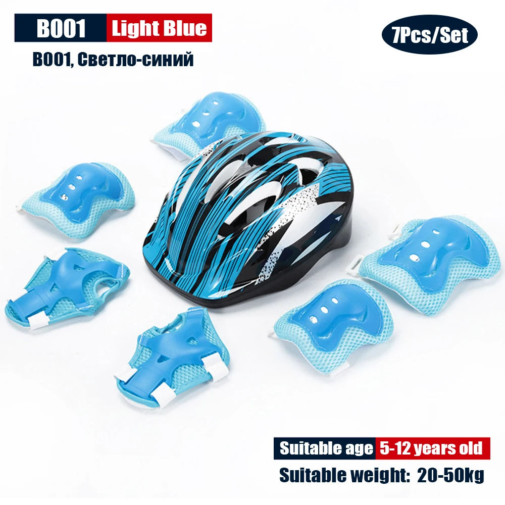 Kids Adjustable Helmet Protective Gear Set Sports Knee Elbow Wrist Pads for Children Boys Girls Bike Skateboard Scooter Roller