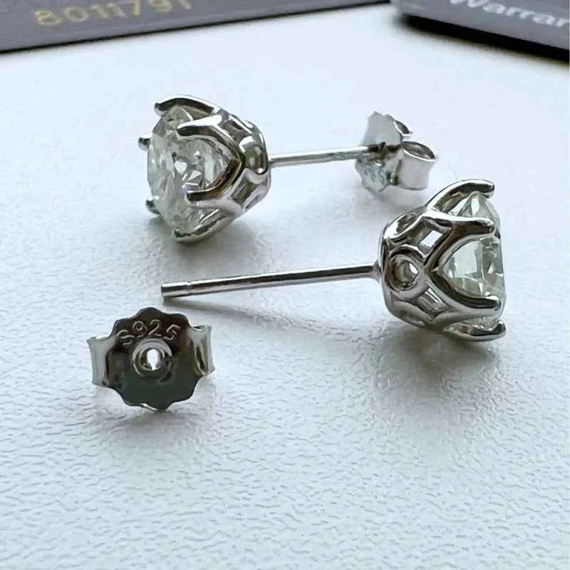 JoyceJelly 1/2/4CT VVS D Color Moissanite Russian Cut 8H8A Lab Diamond Stud Earrings For Women S925 Sterling Silver Fine Jewelry