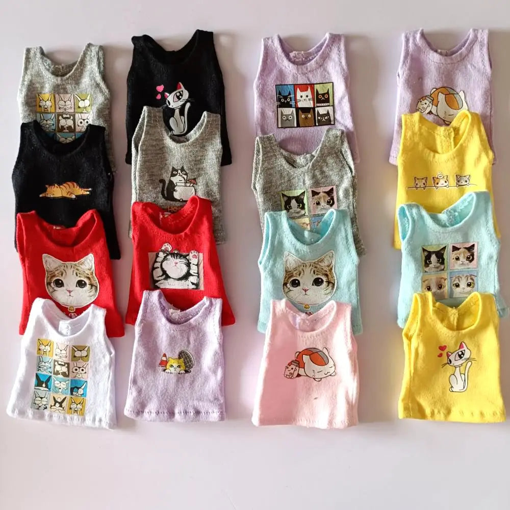 NEW Blyth Clothes T-Shirt Vest   Cute Cat print Vest clothes for Blyth, Momoko, Obistu, Licca , FR 1/6 Dolls Accessories