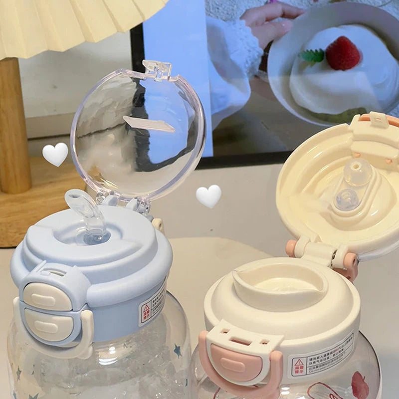 Cute Water Bottle With Straw Portable Plastic Cover Water Cup For Kid Kawaii Bottle Water Leak-Proof Cute Drinking Bottle