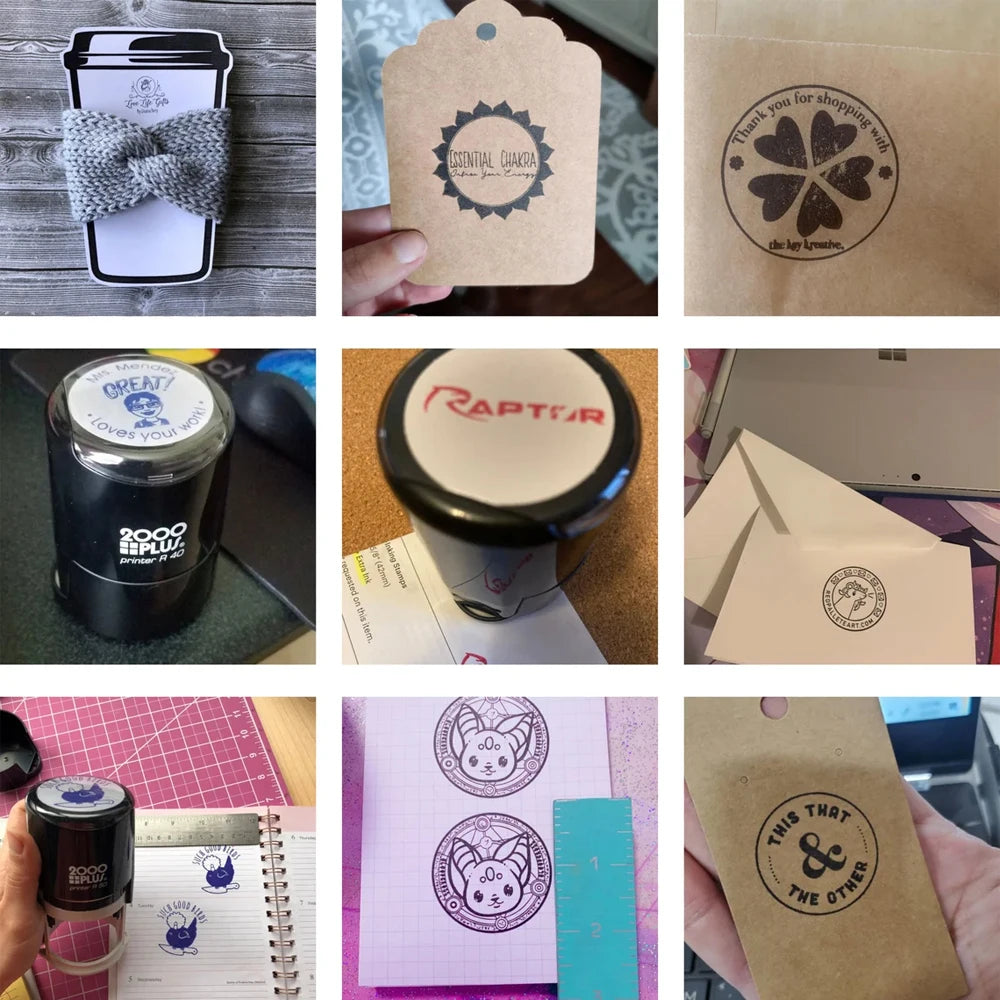 Custom Name Stamp with 24 Cute Designs-Personalized 25mm Self-Inking Stamp for Back-to-School, arty Favors,Gifts Durable Plastic