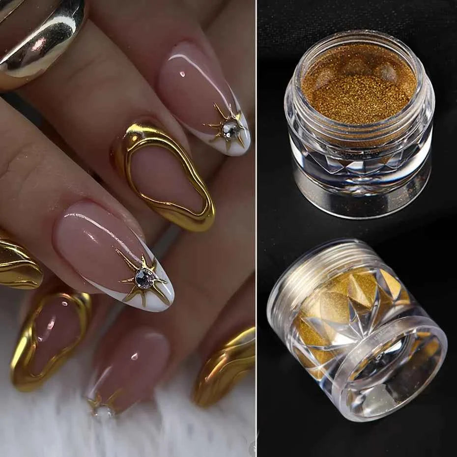 Silver Color Metal Nail Powder Set, Ideal for Shiny Effect, Metallic Glossy Finish, Smooth Application