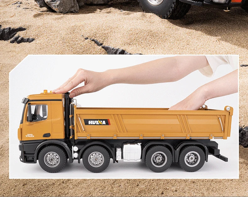 HUINA 1536 2.4G 1/14 15CH RC Metal Dump Truck Toy Die-cast Remote Control Construction Rc Truck for Boy Children Toys Xmas Gifts