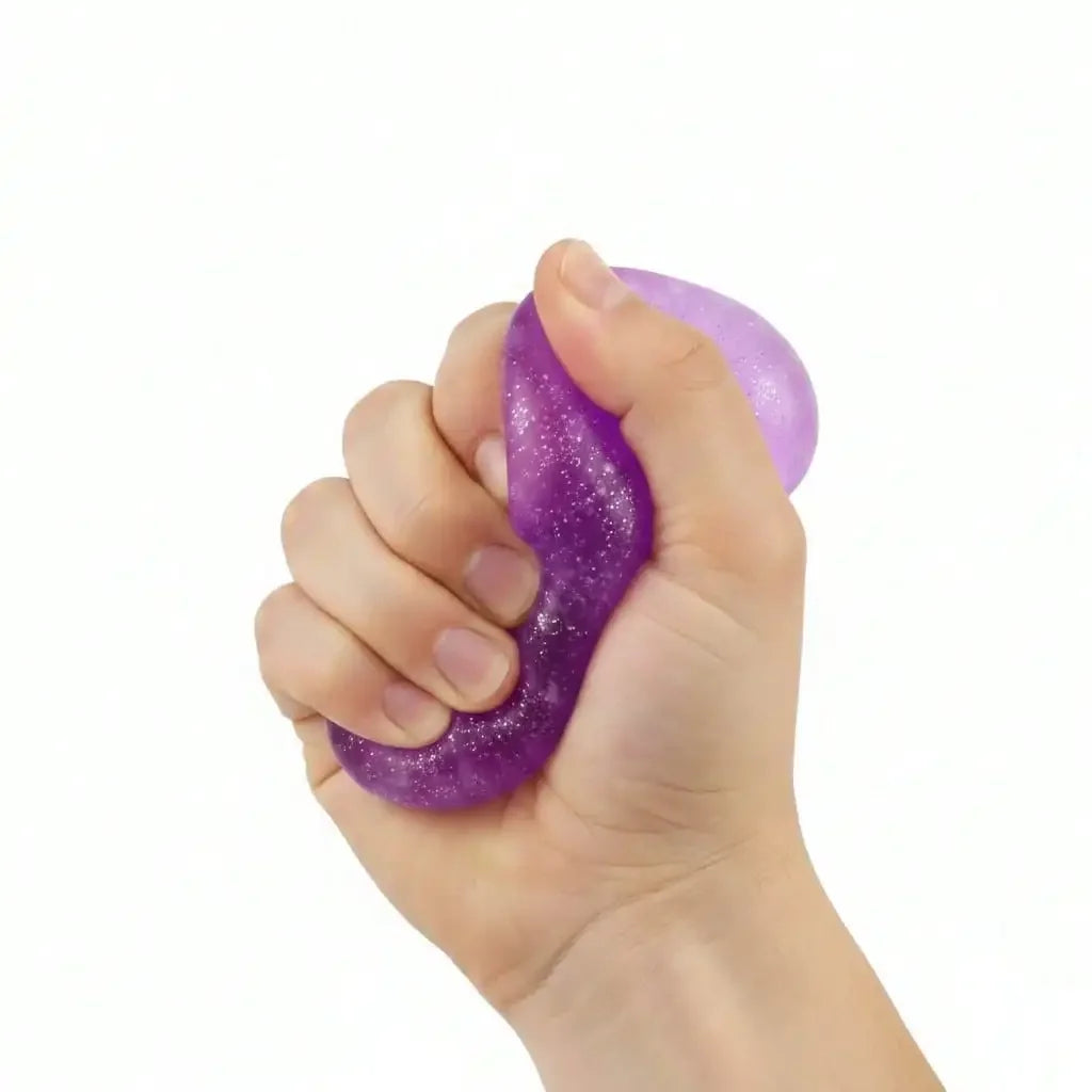 Dreamy Water Drop Squishy Toy Available In Blue Pink Purple Orange Four Color Options Mini Cute Teardrop Shape With Translucent Jelly Like Finish Sparkly Shimmer Inside Soft Velvety Texture Slow Rising Stress Relief Squeeze T