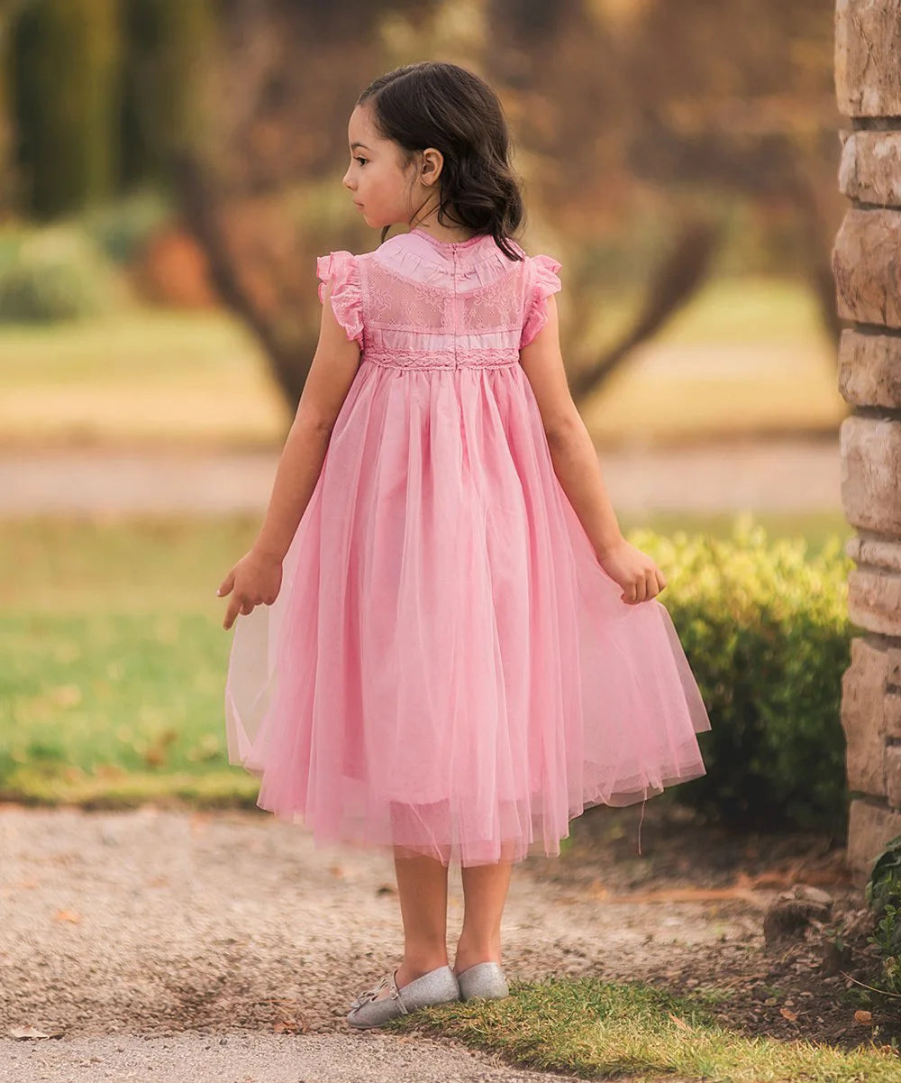 Bohemia Summer Dress For Girls Tulle Lace Sleeveless Princess Flower Girls Wedding Birthday Ball Gown Party Dresses Clothes