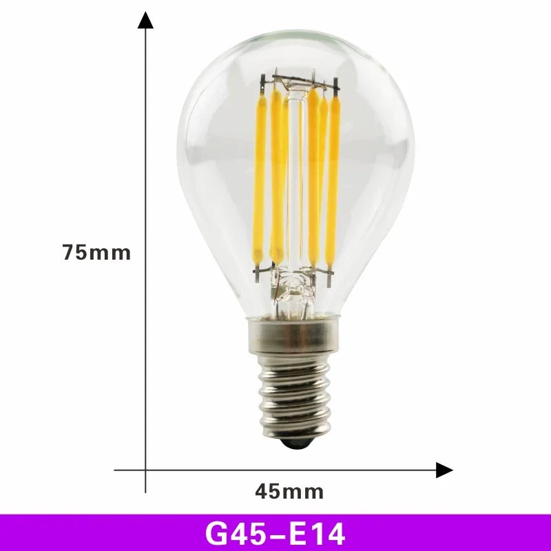 LED Retro Edison Bulb E14 E27 AC 220V 2W 4W 6W 8W Vintage Glass Lamp C35 G45 A60 ST64 G80 G95 G125 Led Filament Light Home Decor