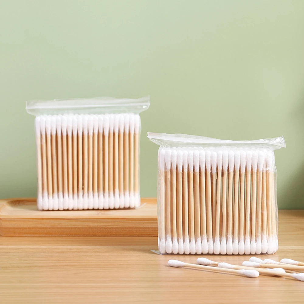 500/100 Round Headed Cotton Swabs, Double Round Headed Cotton Swabs, Bamboo Sticks, Precision Pointed Cosmetic Nail Tools