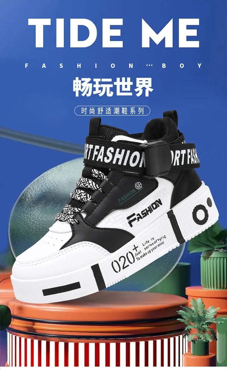 Kids Fashion Sports Shoes Boys High Top Board Shoes Leisure Breathable Outdoor Children Running Sneakers boys Child Casual Shoes