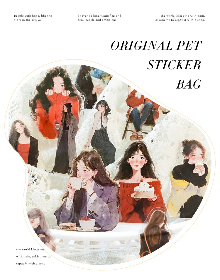 Yoofun 30pcs/lot Cute Girl's Happy Life Character Journaling Sticker Material Scrapbooking Planner Diary  Decor Labels