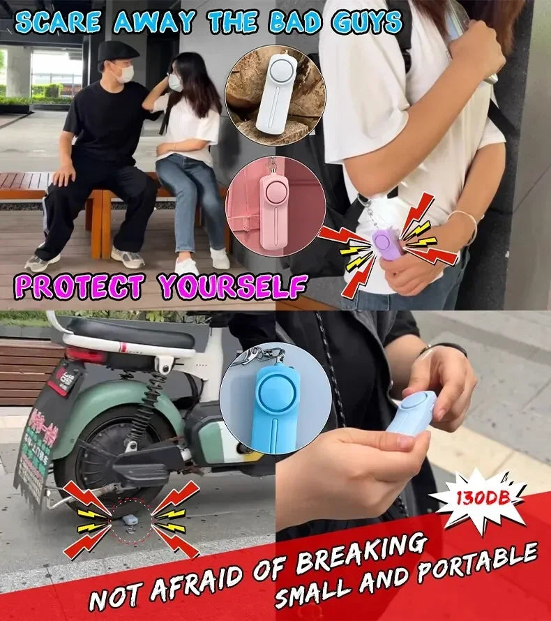 Personal Security Alarm Self Defense 130dB Loud Keychain Portable Safety Anti-satyr for Women Child Elder Girl Emergency Alarm