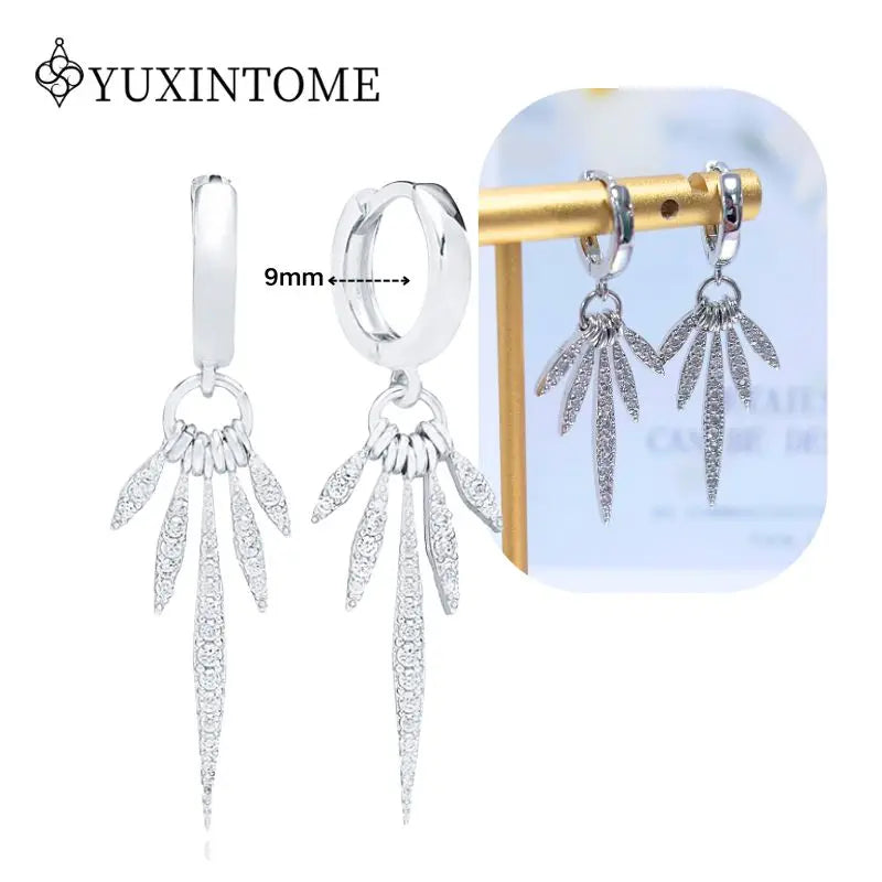 Women's 925 Sterling Silver Ear Needle Crystal Zircon Water Droplets Stud Hoop Gold Huggie Earrings Premium Luxury Party Jewelry