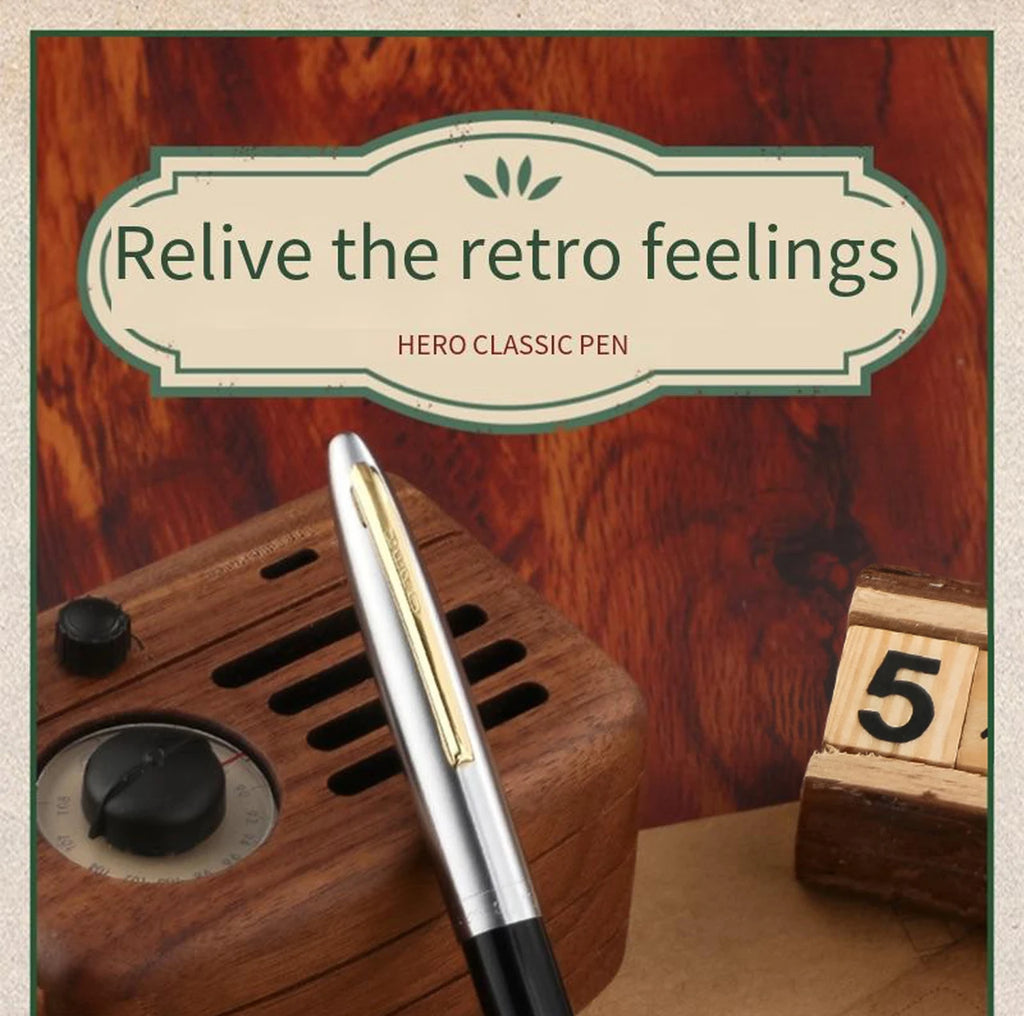 Hero 616S Classic Retro Fountain Pen Dark Tip 0.5mm Iridium Gold Nib Business Office Gift Student School Stationery Supplies
