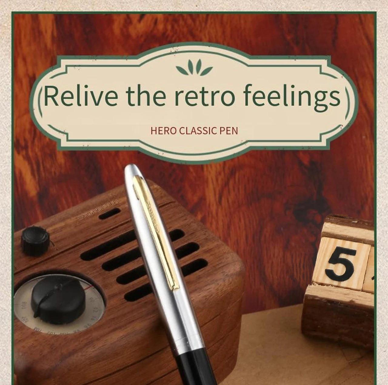 Hero 616S Classic Retro Fountain Pen Dark Tip 0.5mm Iridium Gold Nib Business Office Gift Student School Stationery Supplies