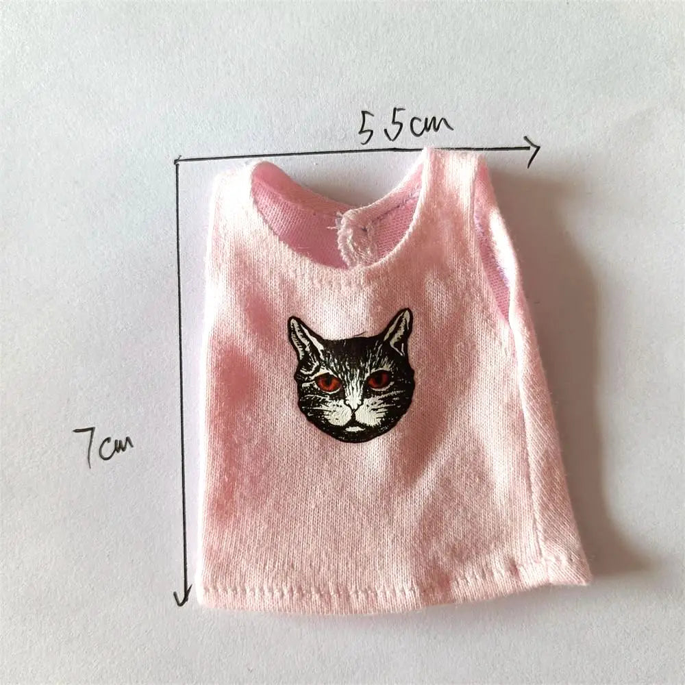 NEW Blyth Clothes T-Shirt Vest   Cute Cat print Vest clothes for Blyth, Momoko, Obistu, Licca , FR 1/6 Dolls Accessories