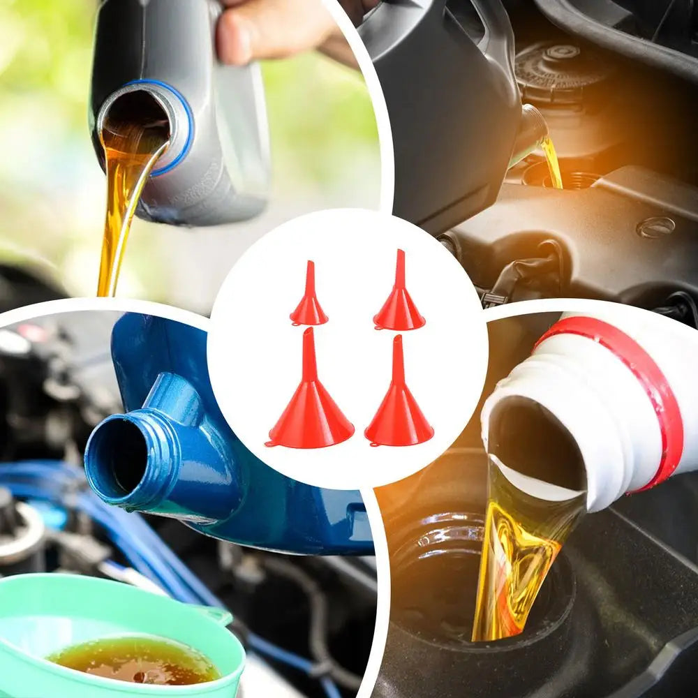 4Pcs Plastic Funnel Set for Car Gasoline Engine Oiling Funnel Auto Home Kitchen Function Portable Engine Oil Funnel tool