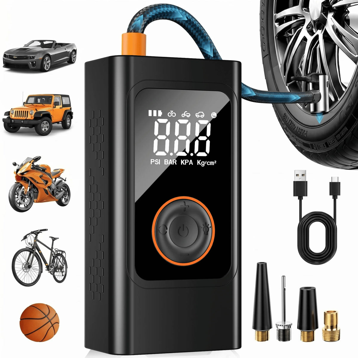 Cordless Digital Tire Inflator 150 PSI Portable Air Pump