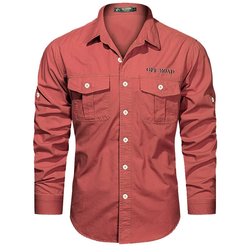 Pure Cotton Men's Shirt Men Oversized Loose Long Sleeve Cargo Shirts Men Clothing High Quality Solid Plus Size Casual Shirt 6XL