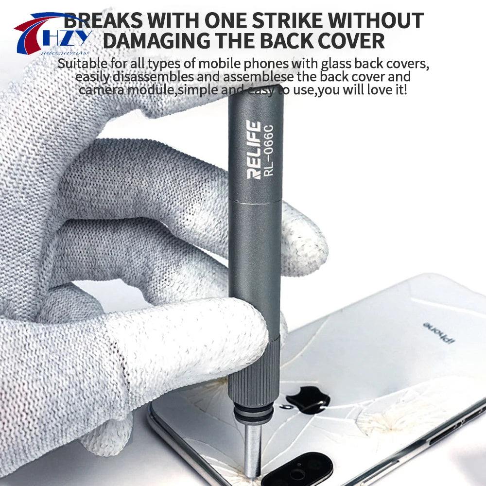 RELIFE RL-066C Back Glass Breaking Pen Phone Rear Camera Disassembly Tools Back Glass Removal Repair Refurbushing Blasting Tool