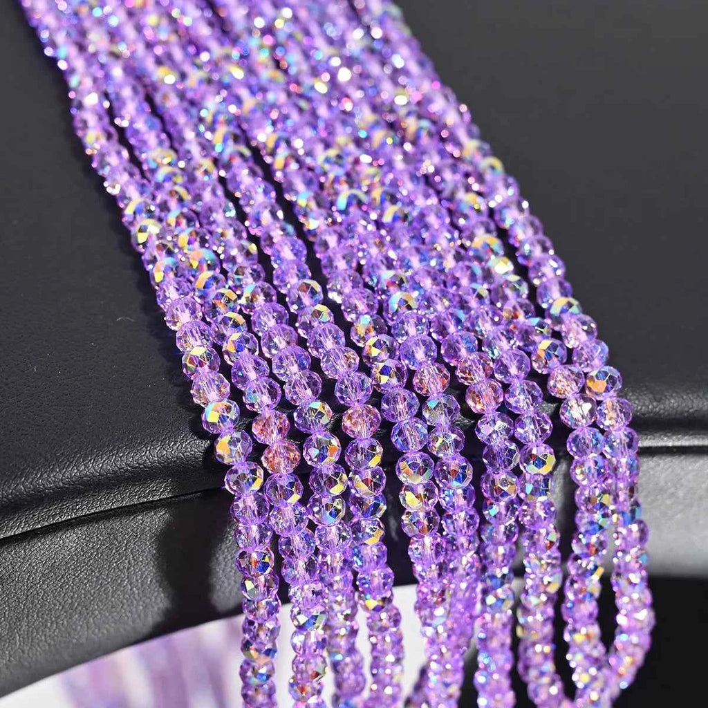 1 Strand 4MM Artificial Crystal Glass Beads Round AB Clear Faceted Loose Spacer Bead for Jewelry Making DIY Bracelet Necklace