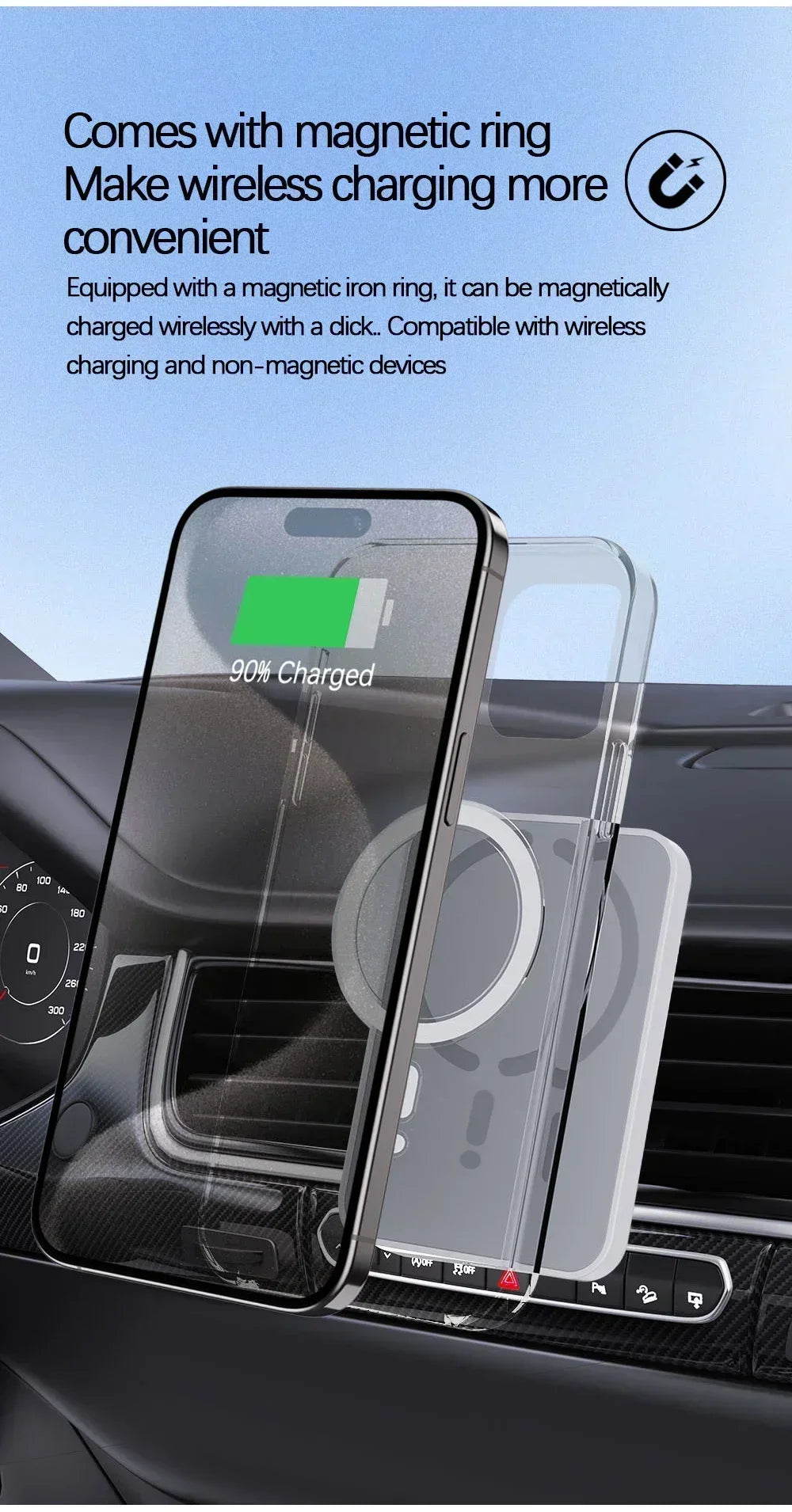 Magnetic Car Wireless Charger Air Vent GPS Phone Holder Stand For Magsafe iPhone 17 16 15 14 13 12 Pro Max Cell Fast Charging