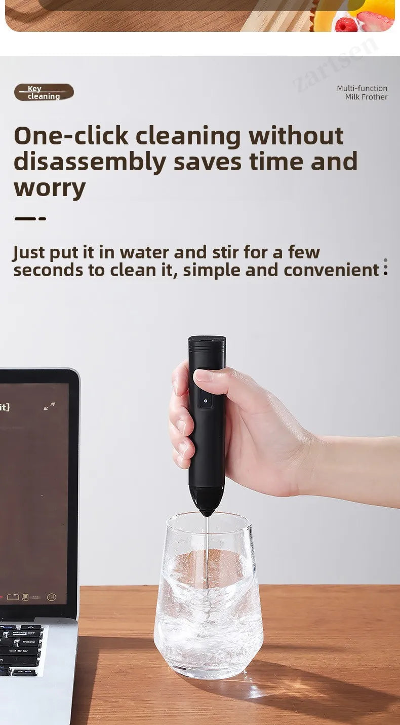 Coffee Frother/MILK Whisk+Egg Beater MINI Food Blender USB Rechargeable Handheld  Espresso Tools