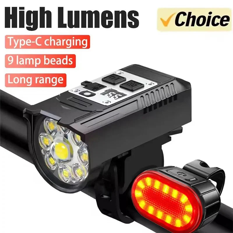 KDULIT 9 LED Bicycle Headlight USB Rechargeable Bike Lamp Super Bright Handlebar Lights Outdoor Waterproof Cycling  Front Light