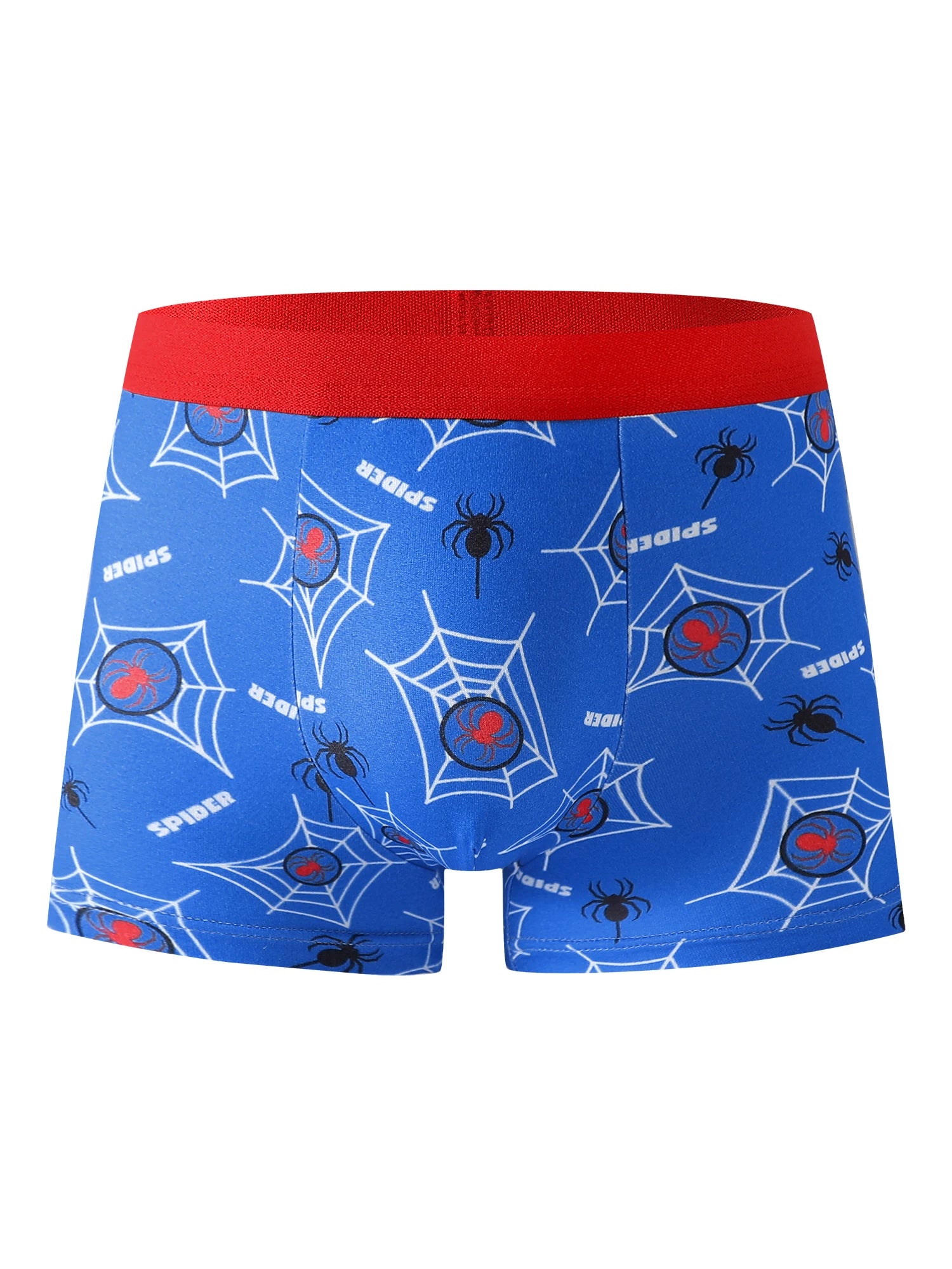 5-Piece Mixed Pack of Boys' Underwear with Spider Print, Cartoon Design, Soft and Comfortable, Casual Cool Street Style for Boys Aged 4-10