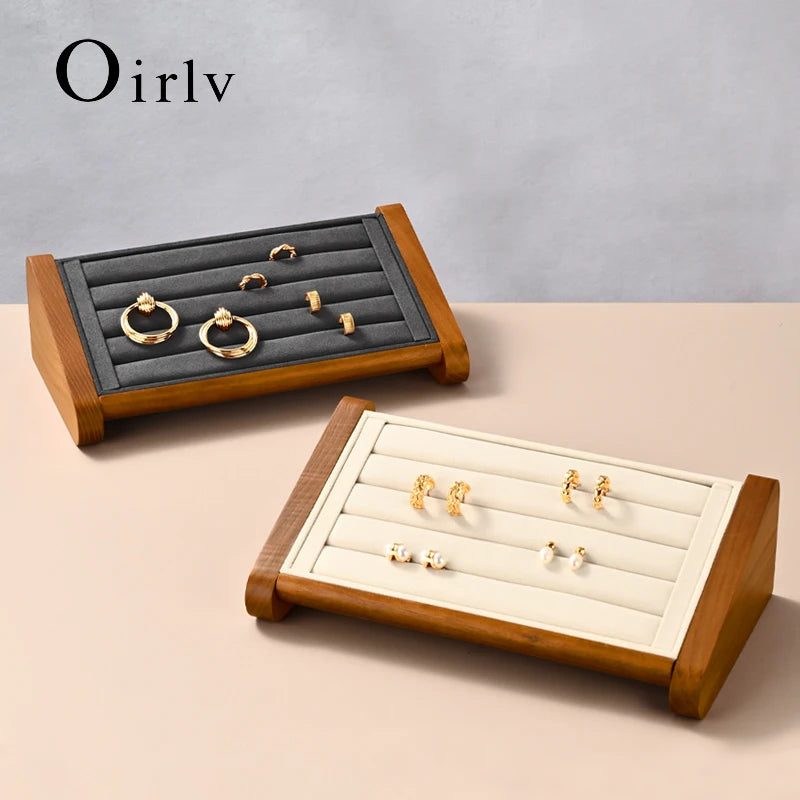 Oirlv Wooden Ring Jewelry Display Stand Jewelry Organizer Rack Earring Storage Rack Counter Ring Display Stand Ring Display Prop