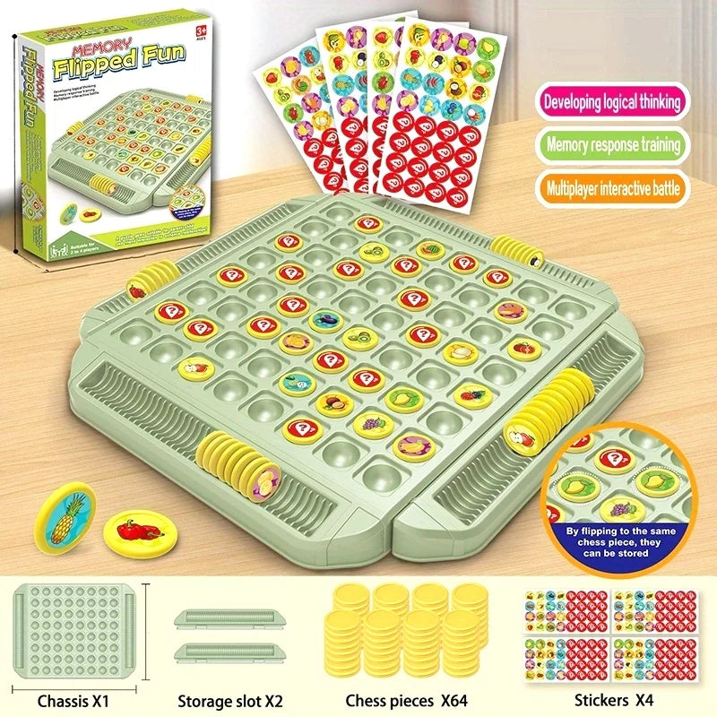 Kids' Educational Fruit Flip Memory Board Game - Creative Puzzle,2-4 Player Cooperative Strategy & Logic Training