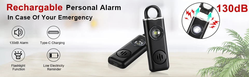 WSDCAM Self Defense Alarm 130dB Anti-wolf Personal alarm for Girl Child Women Loud Panic Alarm Rechargeable Emergency Alarm