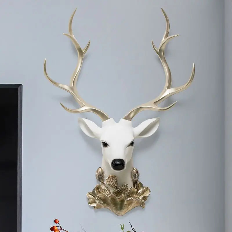 Resin decorative items, American-style living room TV background wall decorations, wealth-attracting deer head wall hangers