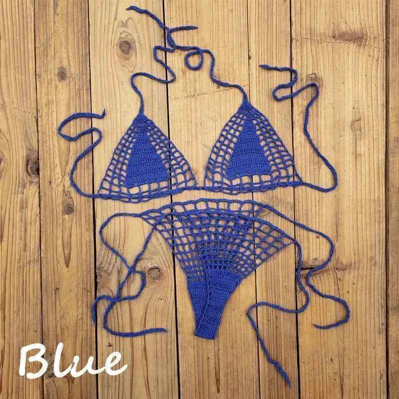 Handmade Crochet Mini Bikini Set Sexy Beach Micro-Swimsuit Sundress - Women's Swimwear
