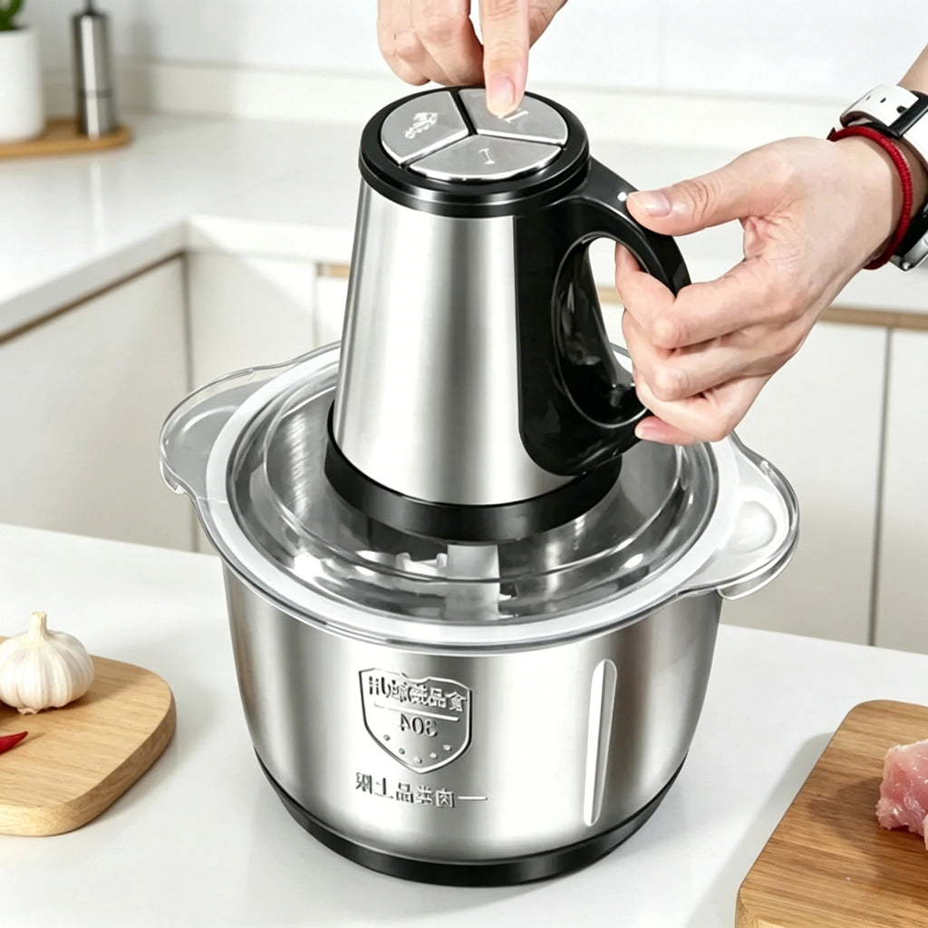 Hot Sale 5L Stainless Steel Electric Food Grinder EU Standard Multifunctional Meat Vegetable Chopper Household Kitchen Processor