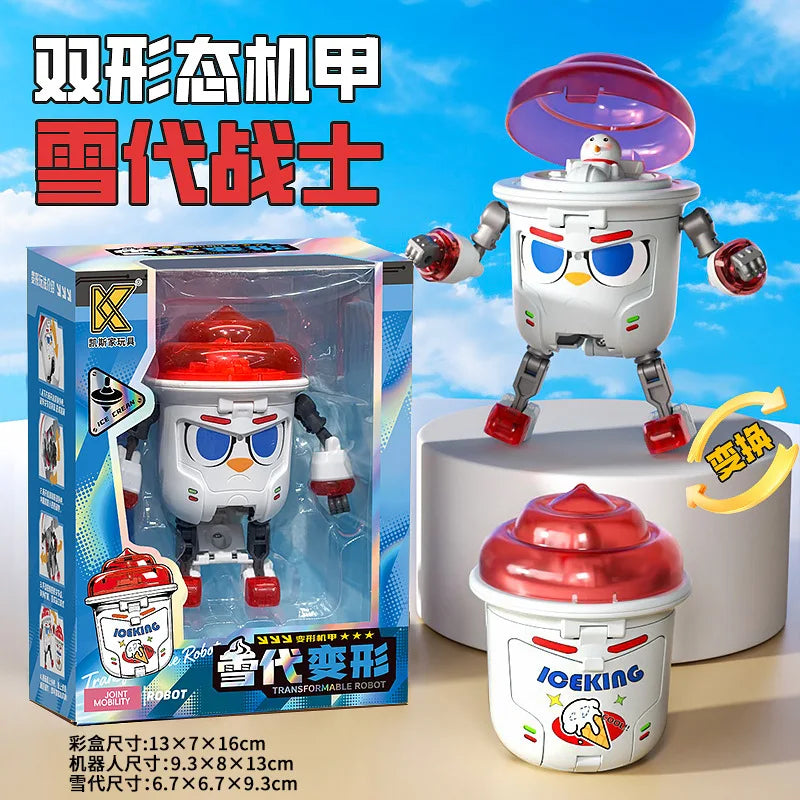 Kids Transformation Robot Toy Fun Simulation Food, Sandwich-making Mecha Robot Models Drink-shaped Free Transformation Robot Toy