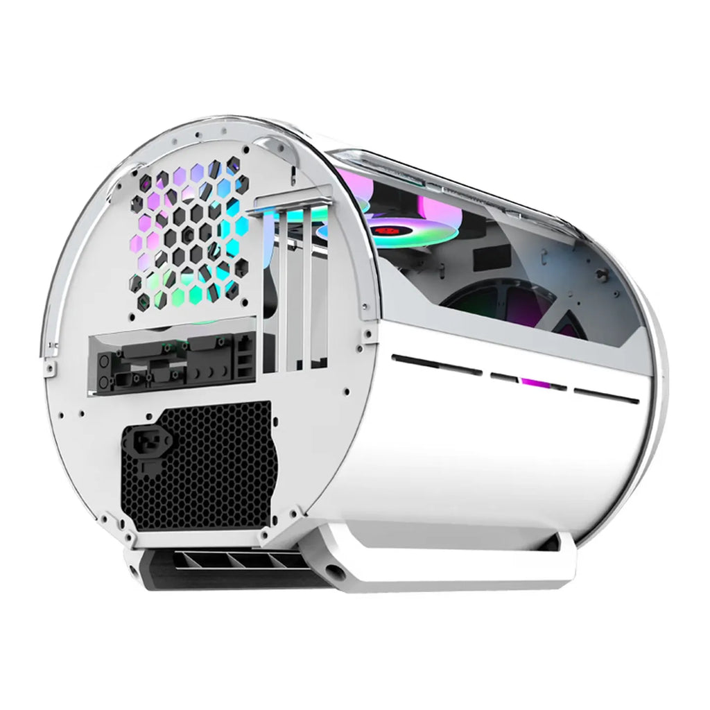 WJCOOLMAN Yuanqidan Mini Computer Case - Circular Side-Exposed Desktop Computer Case Compatible with 240 Water Cooling